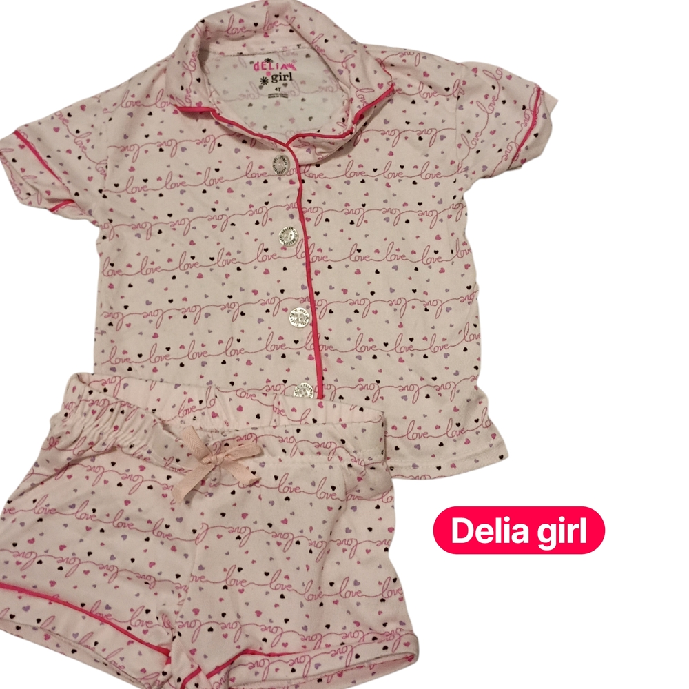 dELiA*s Pink and White Kids Pajama Set